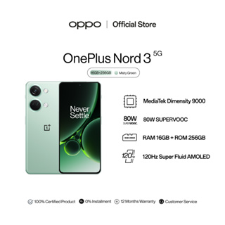 [New] OnePlus Nord 3 5G (16+256) โทรศัพท์มือถือ ชิปเซ็ต MediaTek Dimensity 9000 แบตเตอรี่ 5000mAh 80W Supervooc