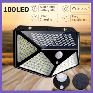 Solar motion sensor light 100 LED 3 โหมด ไฟออก4ทาง ไฟติดผนังโซล่าเซลล์พลังงานแสงอาทิตย์ เซ็นเซอร์