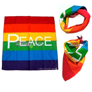 ผ้าสีรุ้ง PEACE ใช้พันคอหรือโพกหัวได้ (Rainbow Bandana)