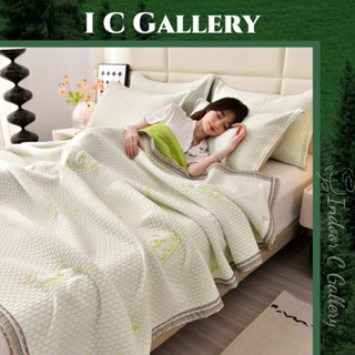 ICG ผ้าห่ม คลาส A ผ้าฝ้ายถัก ผ้าห่มฤดูร้อน ผ้านวมฤดูร้อน Jacquard เรียบง่ายสีทึบ ผ้าคลุมแอร์