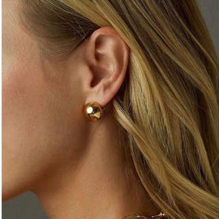 18K gold plated Ball hoop earrings