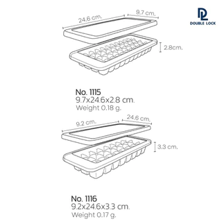 Double Lock ถาดแม่พิมพ์น้ำแข็ง ช่องทำน้ำแข็งพลาสติก พร้อมฝาปิด รุ่น 1116+1117
