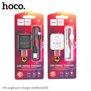 Hoco C96 ชุดชาร์จ สายชาร์จพร้อมหัวปลั๊ก 1USB ชาร์จเต็ม2.1A/10.5W สำหรับ iOS/micro /type c ของแท้