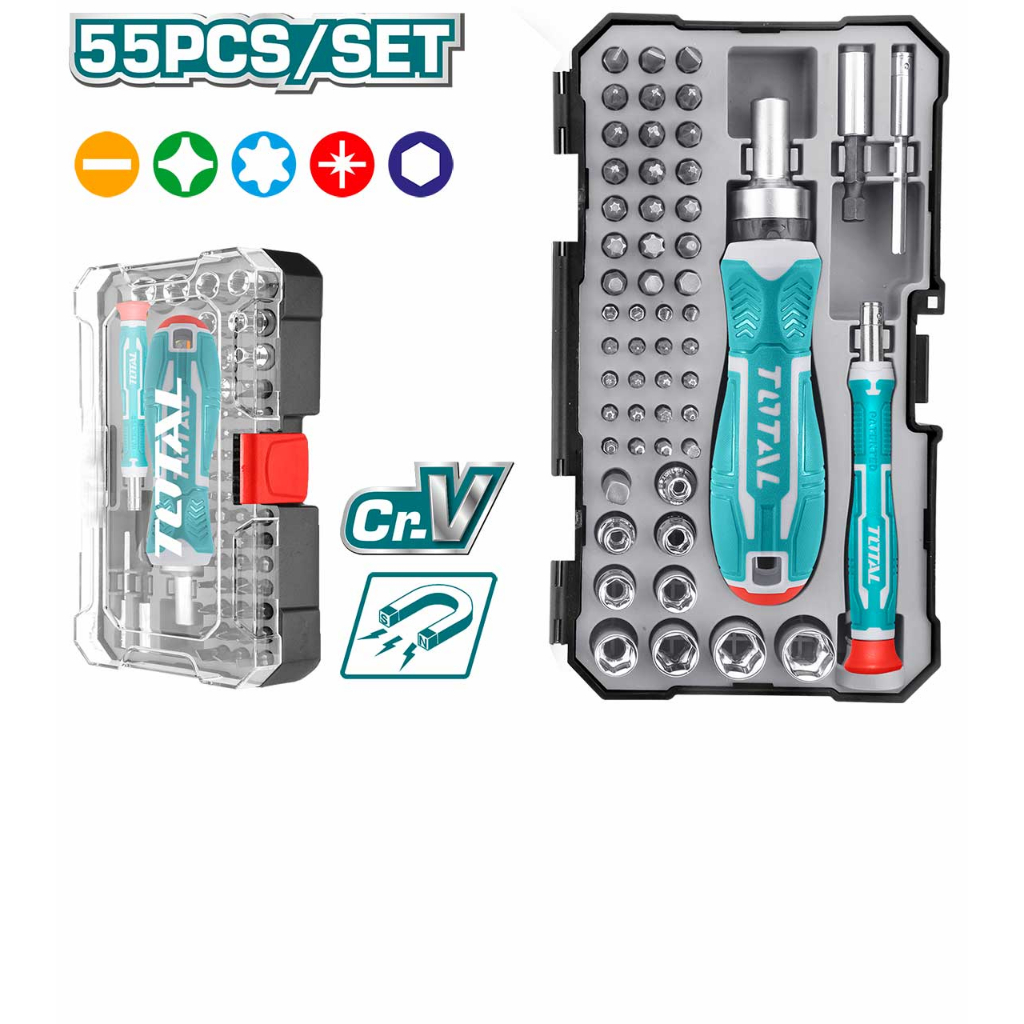 Total ชุดไขควงอเนกประสงค์ 55 ชิ้นชุด รุ่น TACSD30556 ( 55 pcs Screwdriver Bit Set )