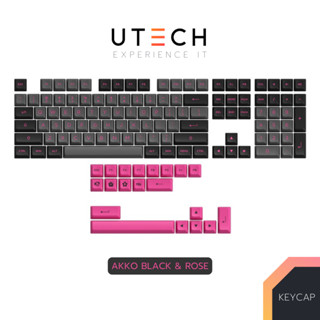 คีย์แคป AKKO PBT สี Black &amp; Rose Keycap 197 ปุ่ม ASA Profile by UTECH