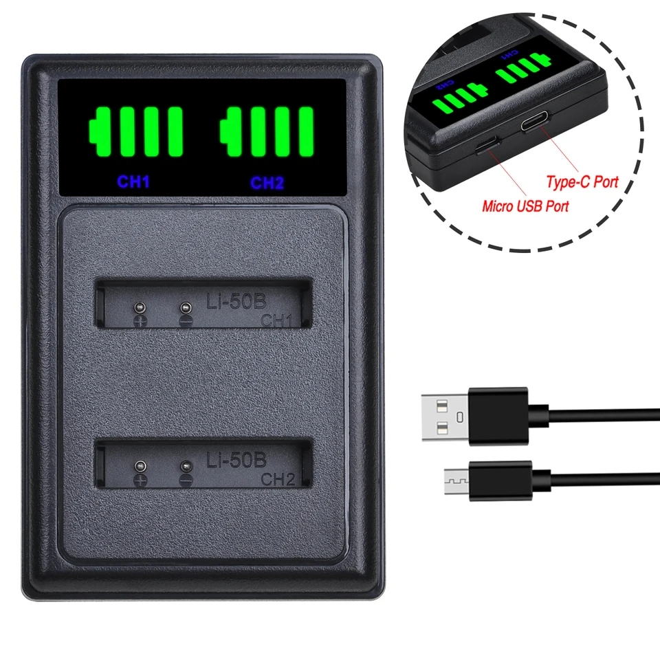 แบตเตอรี่ แท่นชาร์จ Olympus Li-50B Li50B D-Li92 DLi92 Battery Charger li50b เเบต กล้อง 70B 90B SZ10