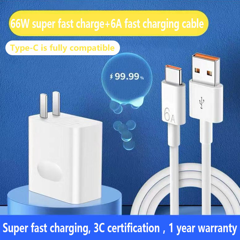 【รับประกันสามเดือน】สายเคเบิ้ลชาร์จ 66W 6A Usb Type C สายชาร์จสําหรับ OPPO /Huawei/Samsung