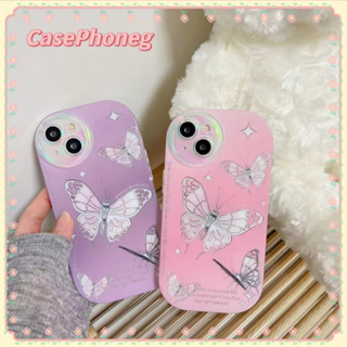 🍑CasePhoneg🍑ป้องกันการหล่น ขอบเต็ม iPhone 11 14 pro max ผีเสื้อ หวานสวย สีชมพู สีม่วง ระดับสูง case for iPhone 12 13