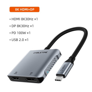 CABLETIME USB-C TO DUAL HDMI/DP 8K ADAPTER.