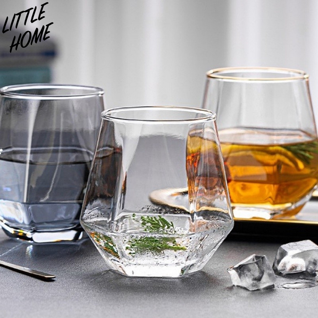 LITTLE ES-5163 แก้วน้ำ แก้วกาแฟ ทรงเหลี่ยม Apple ขนาด 310 ml (A0)
