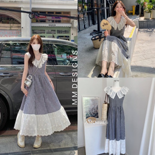 🌈🌿🌸🌺🌼🧡🤎🇰🇷 Scott Frill Lace &amp;Buttom Sleeveless Maxi Dress