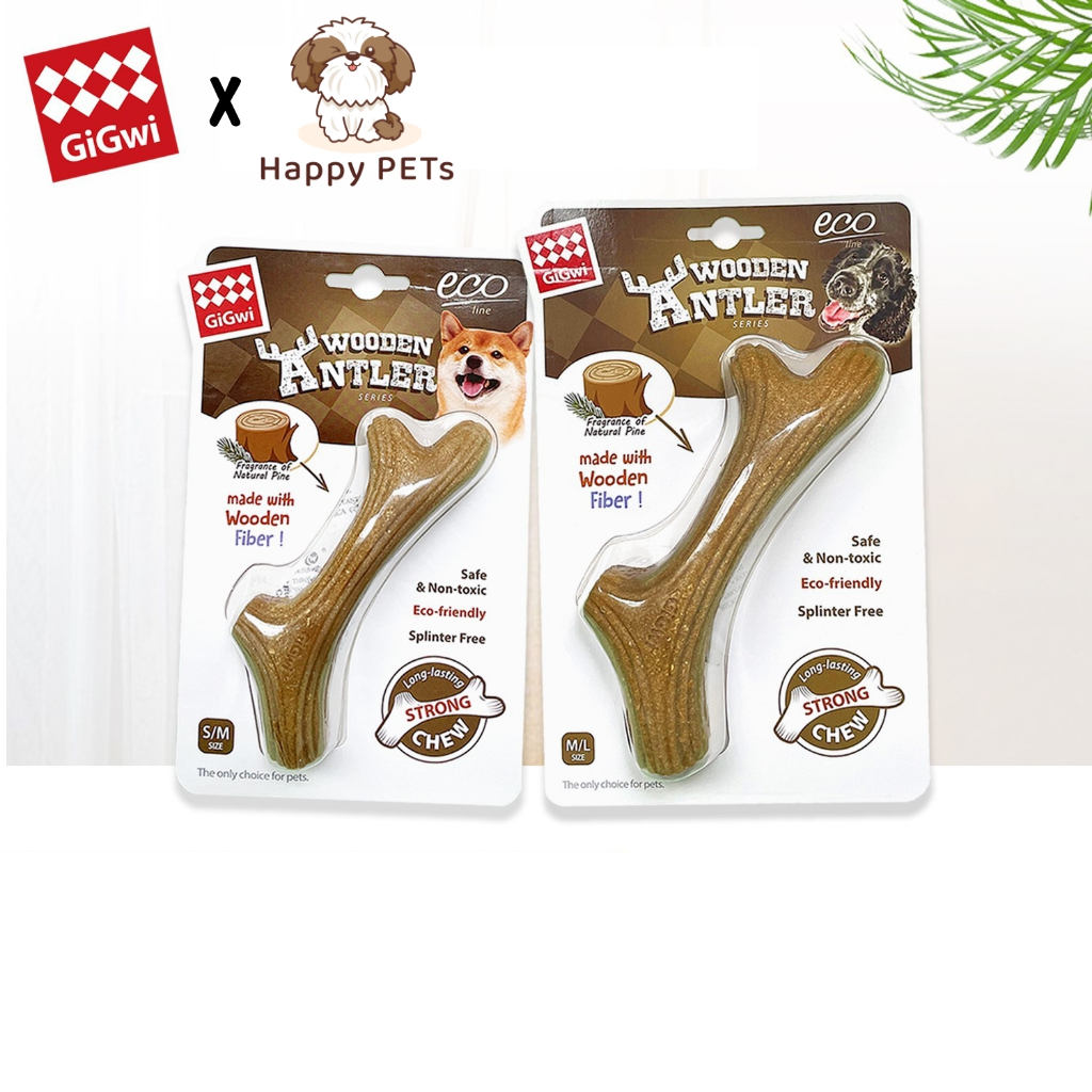 Happy PETs ไม้กัด GiGwi WOOD BONE สำหรับสุนัข กระดูกสุนัข ของเล่นหมา กระดูกขัดฟัน กระดูกของเล่น ของกัดแทะ