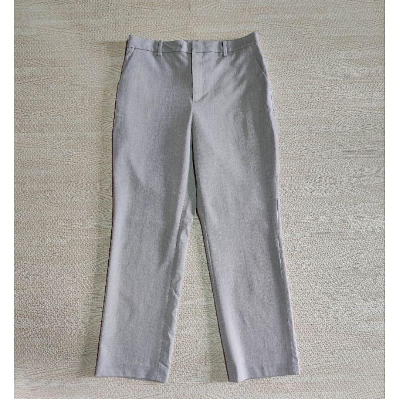 Uniqlo กางเกง Ezy 2 way Smart Ankle Pants สีเทา (Light Gray) Size L หญิง มือ2