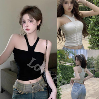 A-8819 เสื้อครอป ผ้าเรย่อน เปิดหลังเข้ารูป สไตล์เกาหลี ใส่แล้วตูมมากแม่