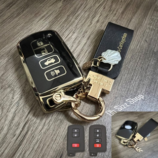 เคสรีโมทรถ Toyota Camry 2015   ดำเงาเส้นสีทอง และสีขาวเส้นสีทอง ดูเรียบหรู (Black Gold-Line TPU Key Case)  Toyota Altis,