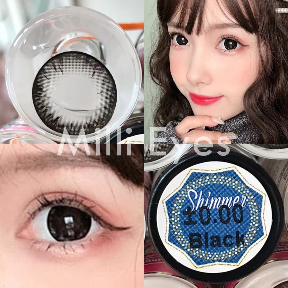 สีดำตาโต เลนส์นิ่ม กรองแสง ไปเรียนได้ แบ๊วมาก คอนแทคเลนส์ shimmer (wink) ค่าน้ำ46%