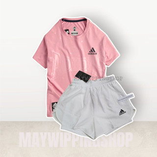ชุดกีฬา 2 ชิ้น เสื้อ+กางเกงขาสั้น มีซับใน (AD81+W)