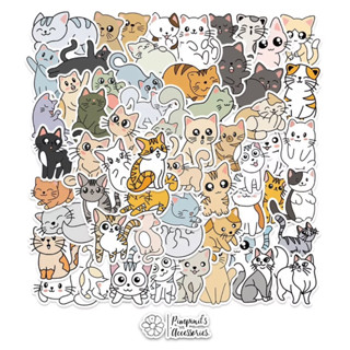 ʕ •ᴥ•ʔ ✿ พร้อมส่ง : สติ๊กเกอร์กันน้ำเคลือบด้านลายแมวเหมียว | Cute Little Cat Matte Waterproof Decoration Sticker Set.