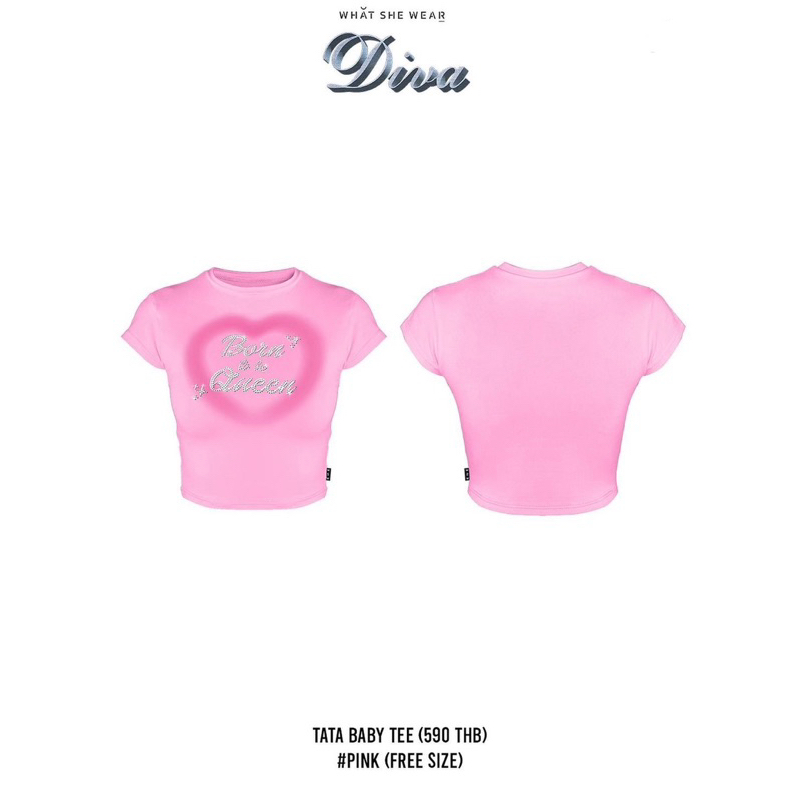 🎀พร้อมส่งของใหม่/ของแท้100%💕 What She Wear Tata baby tee