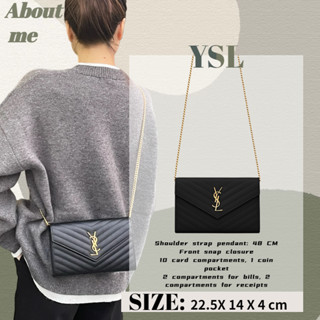 Hot Sale แซงต์โลรองต์ของแท้ Saint Laurent YSL WOC 9” Messenger Bag WOC 7.5” Chain Bag Ladies Caviar Leather 377828