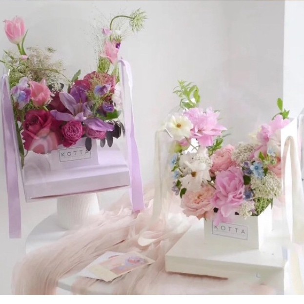 (พร้อมส่ง)กล่องดอกไม้ทรงสี่เหลี่ยมสไตล์เกาหลี/กล่องจัดดอกไม้/กล่องของขวัญในโอกาสต่างๆ - รูปที่ 2