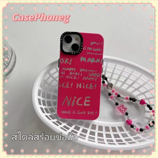 🍑CasePhoneg🍑สไตล์สร้อยข้อมือ ป้องกันการหล่น ขอบเต็ม iPhone 11 14 pro max กุหลาบแดง เส้นขอบโปร่งใส case for iPhone 12 13