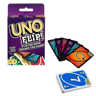 Mattel Games UNO FLIP การ์ดเกม อูโน่ ฟลิป  รุ่นGDR44 UNO FLIP CARD ไพ่อูโน่ กล่องม่วง เกมวงเหล้า TY719