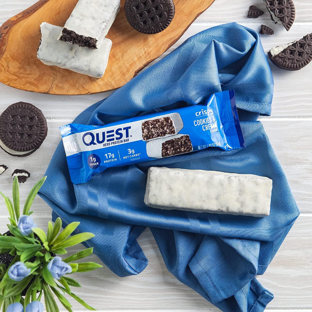 Quest Nutrition Crispy Protein Bar Cookies & Cream 1 Bar 52g. โปรตีนบาร์ คุกกี้แอนด์ครีม 1 แท่ง 52g. C&C - รูปที่ 6