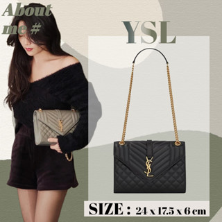 แซงต์โลรองต์  YSL  Saint Laurent ENVELOPE กระเป๋าหนังนิ่มสีดำขนาดกลาง/กระเป๋าสายโซ่/กระเป๋าสะพายข้าง