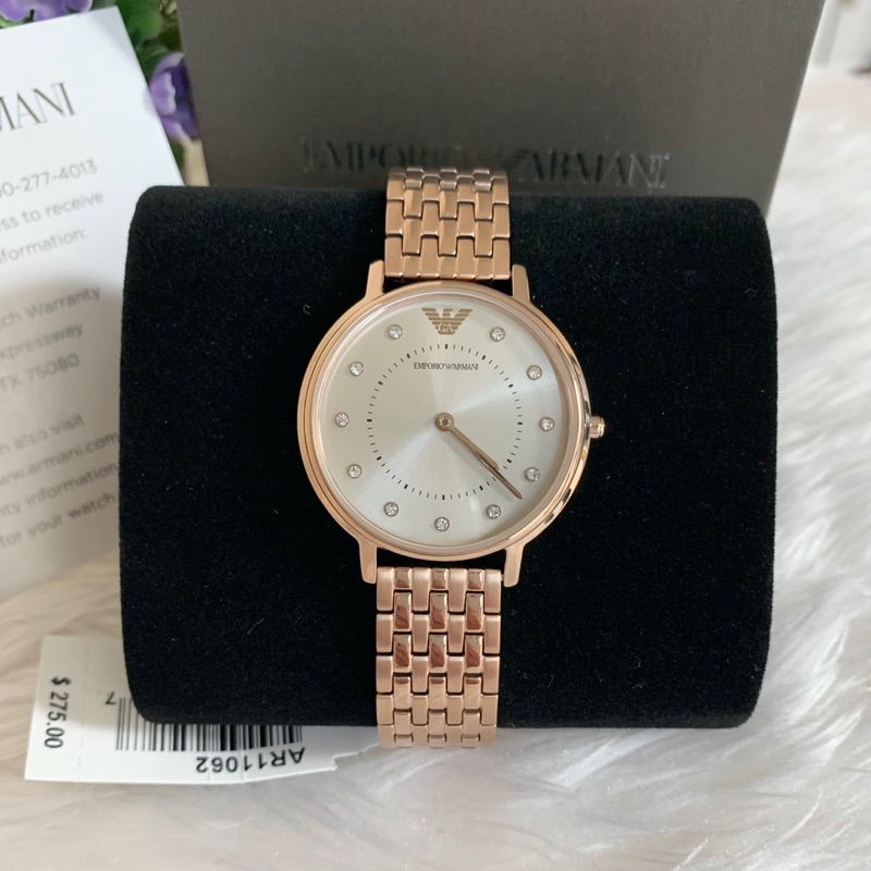 [[พร้อมส่ง📦แท้💯%]] Emporio Armani Women’s AR11062 Dress Watch Analog Display Quartz Pink Watch