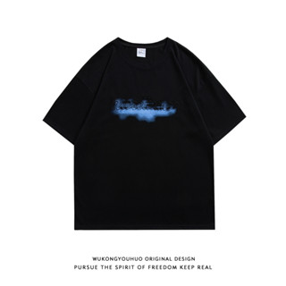 kush 2023 ใหม่ ing แนวโน้มอเมริกันพิมพ์ผ้าฝ้ายเสื้อยืดหลวม unisex