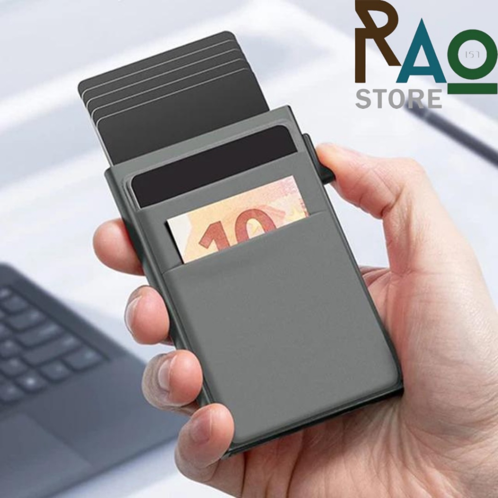 RAO Store กระเป๋าใส่บัตรเครดิตรุ่นslim มีระบบ RFIDป้องกันการโจรกรรม กล่องเก็บบัตร5-6ใบ เป๋าใส่บัตร กระเป๋าสตางค์ผู้ชาย