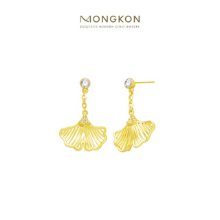Mongkon Gold ทองคำแท้บริสุทธิ์สูง 96.5% ต่างหู 1 สลึง Ginkgo Earring