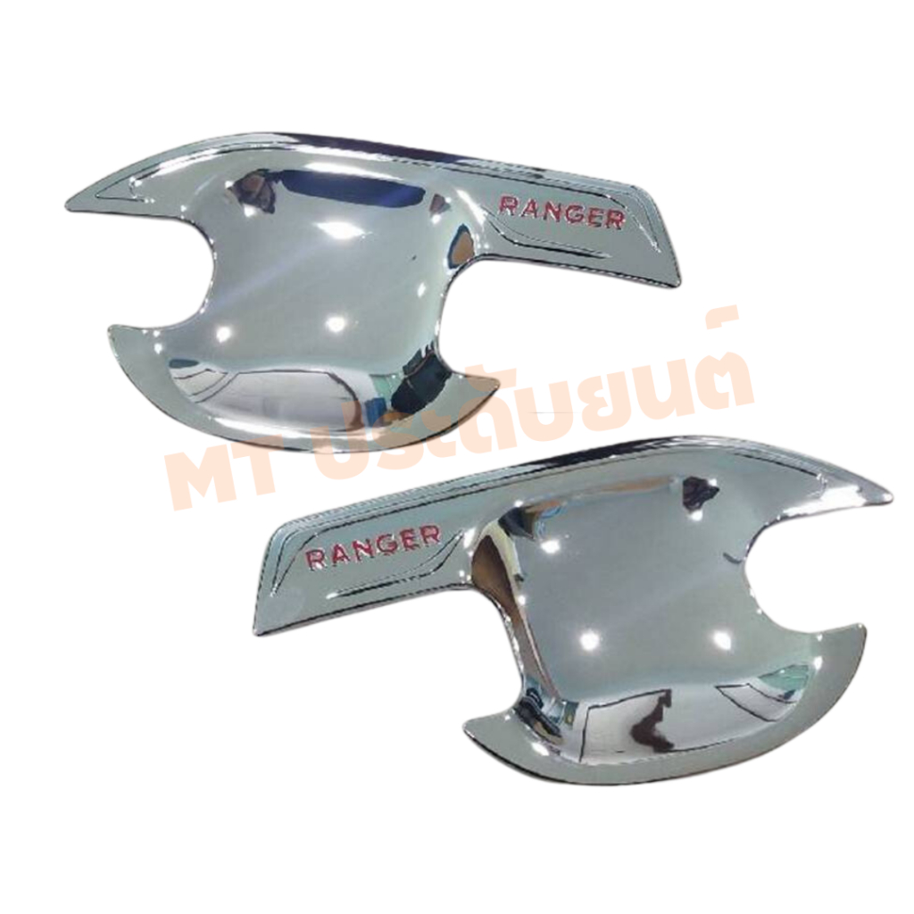 เบ้ากันรอย ครอบมือจับ เบ้าประตู FORD RANGER ปี 2012-2021 ดำด้าน ดำเงา ชุปโครเมียม เคฟล่า - รูปที่ 2