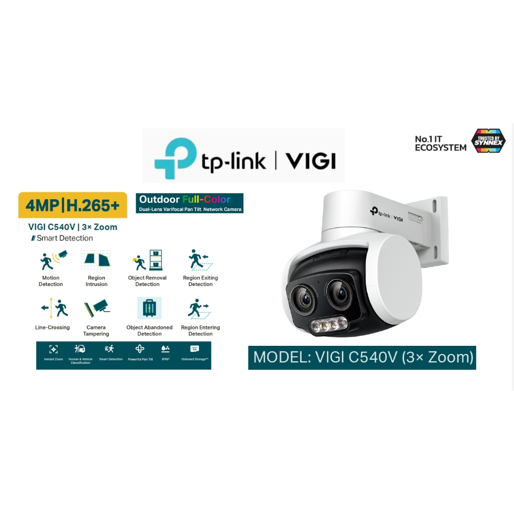 TP-Link VIGI กล้องวงจรปิดสำหรับภายนอก 4MP ภาพสี24ชม. พูดคุยโต้ตอบได้ รุ่น VIGI C540V BY N.T Computer