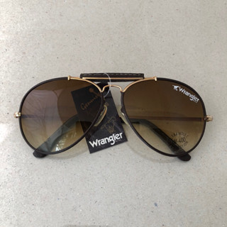 แว่นกันแดดวินเทจแท้ Wrangler : Leather Wrap (No.6) Drak Brown Leather Large Aviator Outdoorsman , Vintage Sunglasses