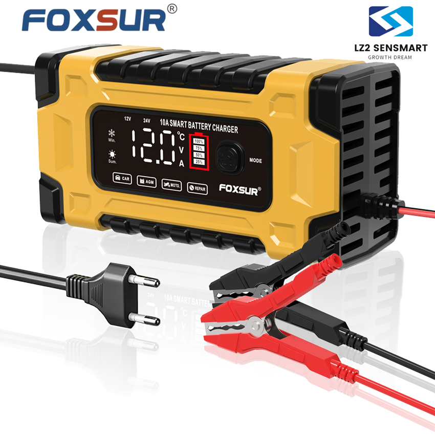 Foxsur รุ่นFBC122410E เครื่องชาร์จแบตยี่ห้อ  12V10A-24V5Aชาร์จแบตลิเธียม LiFePo4แบตแห้งแบตน้ำแบตAGMG