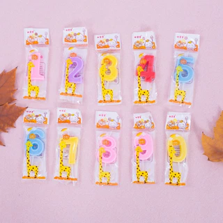 เทียนตัวเลข 0-9 สุ่มสี เทียนวันเกิดหลากสี bluebell.stuff