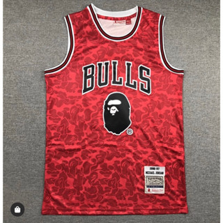 NBA เสื้อบาสเกตบอล BULLS+BAPE งานปัก ผ้าดีใส่สบาย