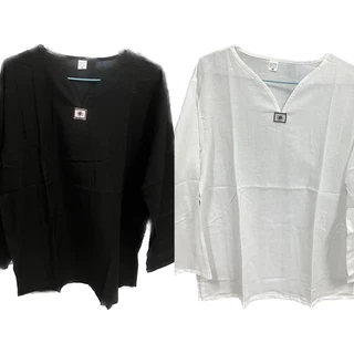 เสื้อพื้นเมือง ผ้าสาลู คอวี แขนยาว หญิงชายใส่ได้