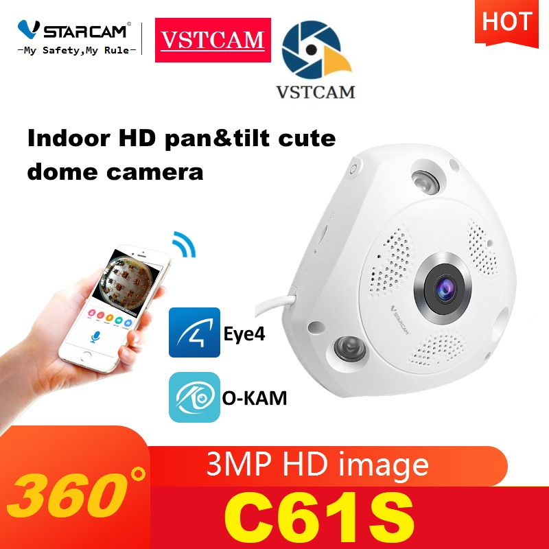 Vstarcam C61S ความละเอียดปรับได้ถึง 3 ล้านพิกเซล   - มุมมองกว้าง 360องศา Panoramic IP Camera