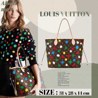 Louis Vuitton New Arrival Polka Dot Series LV X YK NEVERFULL กระเป๋าทรงช้อปปิ้งขนาดกลาง