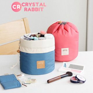 CRYSTAL RABBIT กระเป๋าเครื่องสำอาง ถุงแป้งหูรูด สะดวกและความจุมาก กระเป๋าเดินทางทรงกลม