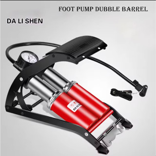 Foot Pump สูบลมแบบเท้าเหยียบ 2ท่อ ปั๊มลมพกพา ที่สูบลมรถยนต์ จักรยานยนต์ สินค้าคุณภาพ พกพาสะดวก