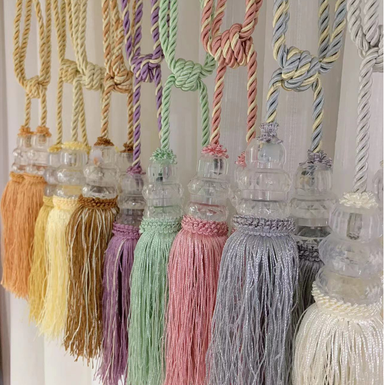 สายรวบผ้าม่านคริสตัลรุ่นตุ้มคู่เล็ก หลายสีให้เลือก อุปกรณ์ตกแต่ง ราคาถูก #XSJSQ