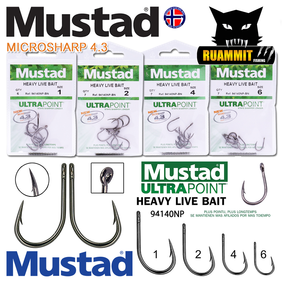 1 Pack/lot Mustad Hooks For Live Bait Casting Fishing 92647-bn