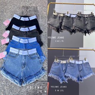 Order Volume jeans กางเกงยีนส์ขาสั้นแต่งชายรุ่ยแต่งขอบเอว jeansdede