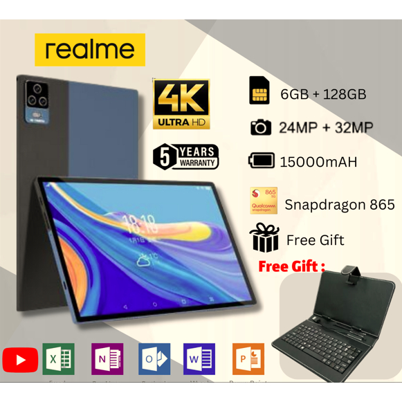 ✨2023 NEW realme Tablet✨ PCแท็บเล็ต 12 Inch Android 11 🔥6GB RAM 128GB ROM🔥 สองซิม 4G รองรับซิมการ์ดทุกเครื่อข่าย