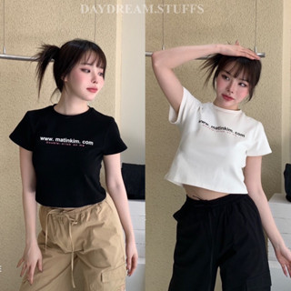 💫พร้อมส่ง💫Matin Kim Crop • เสื้อ ครอป รุ่นใหม่🍬แบรนด์ดัง เกาหลี สกรีนตัวอักษร ตรงอก ทรงสวย ผ้าหนากำลังดี by valen