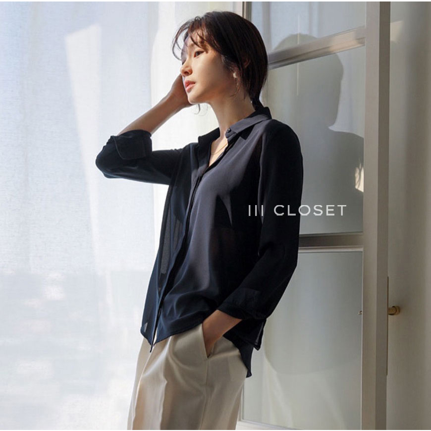 เสื้อเชิ้ต lll Freesize lll IT071 กระดุมซ่อน แขนยาว กระดุมหน้า ทรงคลาสสิค  เนื้อผ้าไหมอิตาลีอย่างดี